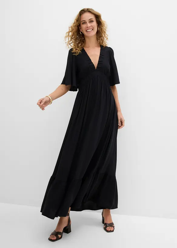 Maxi-Stufenkleid aus flie&szlig;ender Viskose, bonprix