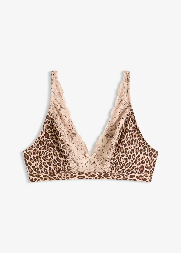 Soutien-gorge bralette sans armatures avec doublure douce et imprim&eacute; l&eacute;opard, bonprix