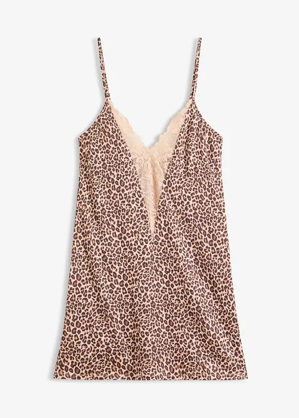 Satin Neglig&eacute; mit Leopardenmuster, bonprix