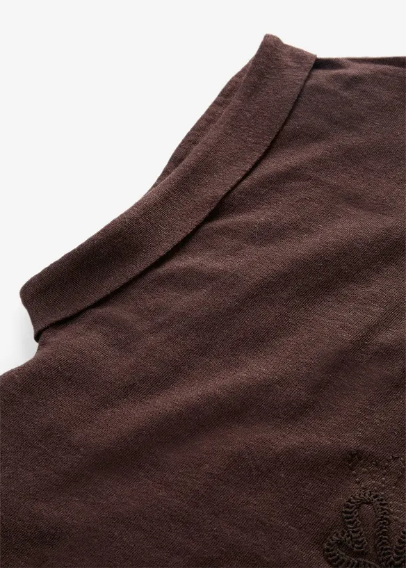 T-Shirt aus reinem Leinen mit Stickerei, bonprix