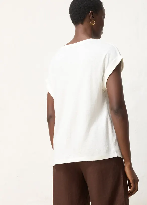 T-shirt 100% lin avec broderie, bonprix