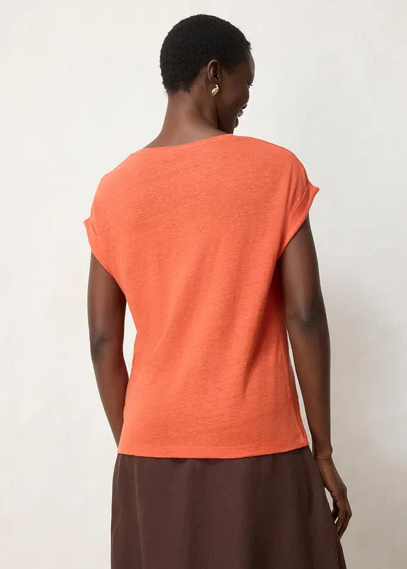 T-Shirt aus reinem Leinen mit Stickerei, bonprix