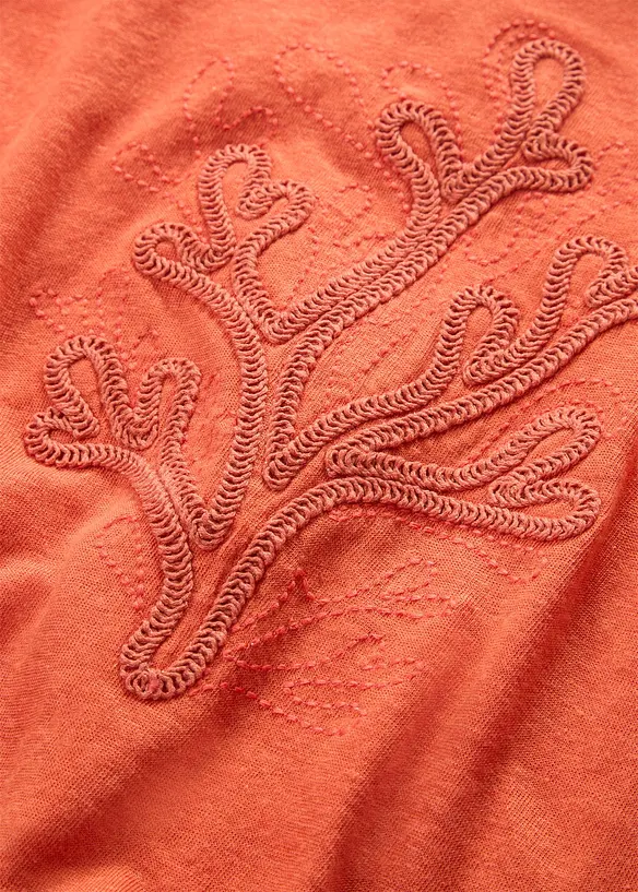 T-Shirt aus reinem Leinen mit Stickerei, bonprix