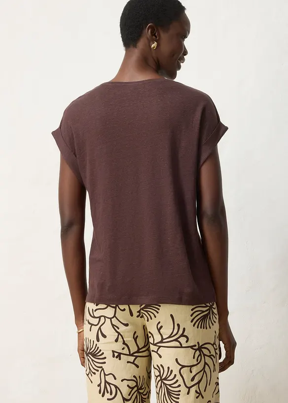 T-Shirt aus reinem Leinen mit Stickerei, bonprix
