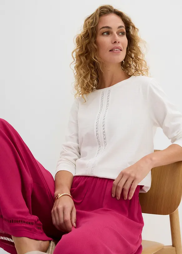 Spitzenshirt aus reiner Baumwolle, bonprix
