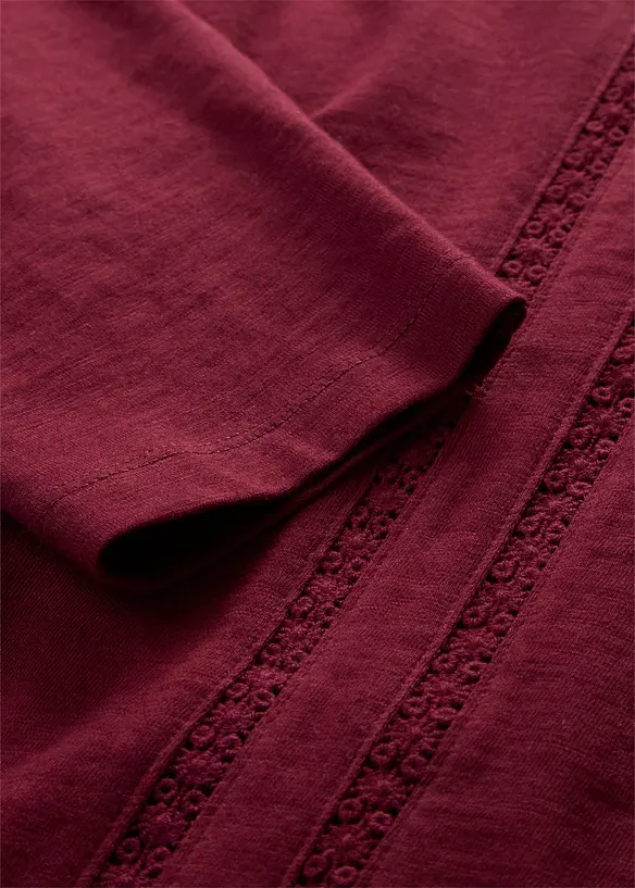 T-shirt &agrave; dentelle 100% coton, bonprix
