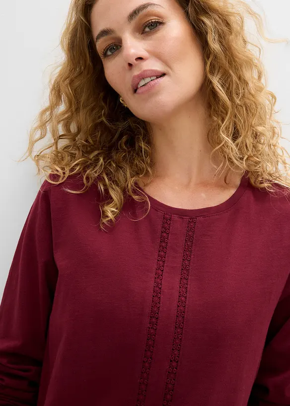 T-shirt &agrave; dentelle 100% coton, bonprix