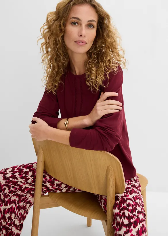 T-shirt &agrave; dentelle 100% coton, bonprix
