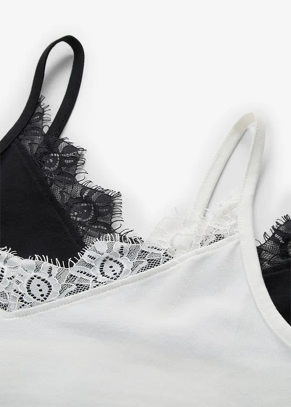 Lot de 2 tops &agrave; dentelle, bonprix