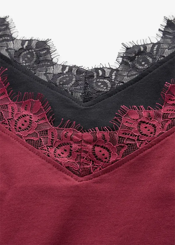Lot de 2 tops &agrave; dentelle, bonprix