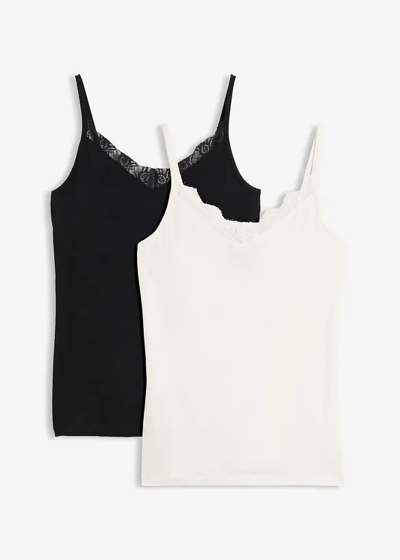 Lot de 2 tops &agrave; dentelle, bonprix