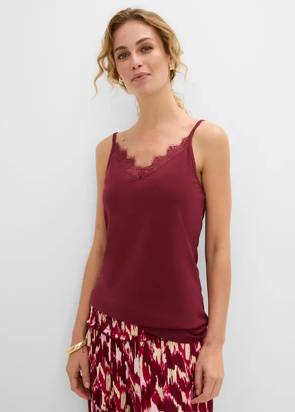 Lot de 2 tops &agrave; dentelle, bonprix