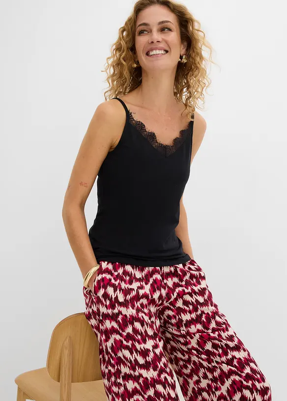 Lot de 2 tops &agrave; dentelle, bonprix