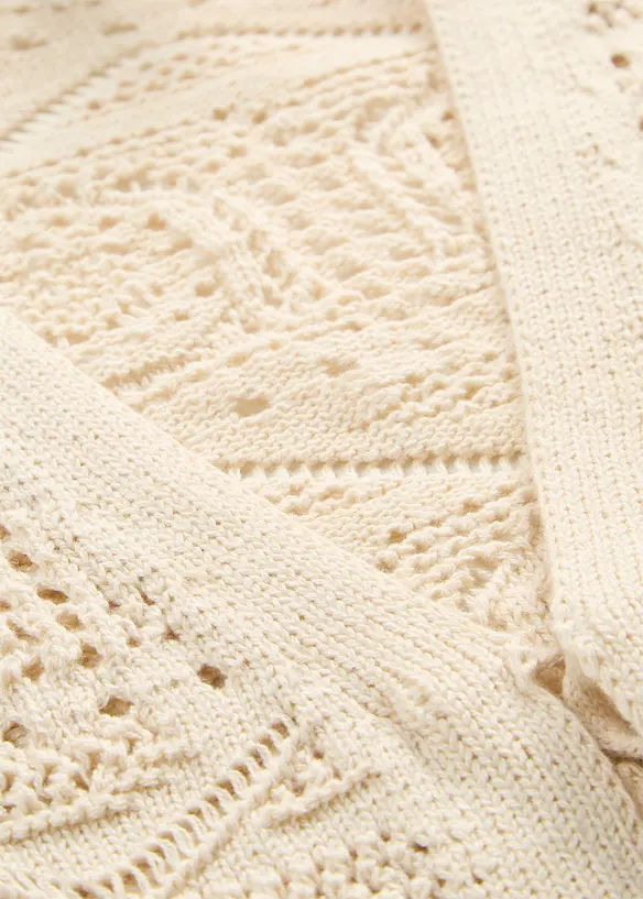 Ajour-Strickweste aus Baumwoll-Mix, bonprix