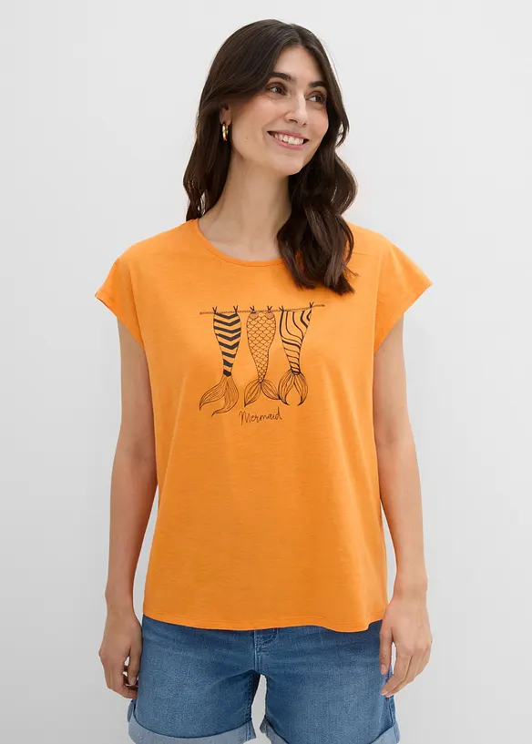 T-shirt long 100% coton, bonprix