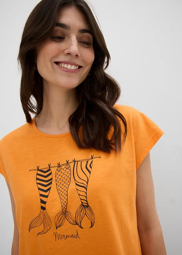 T-shirt long 100% coton, bonprix