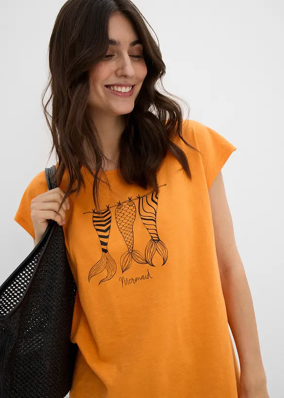 T-shirt long 100% coton, bonprix