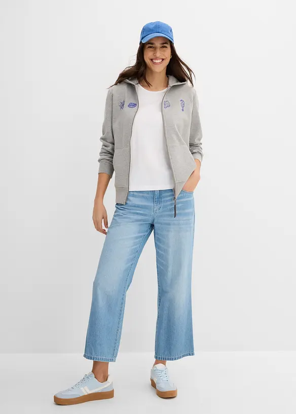 Kapuzen-Sweatjacke aus reiner Baumwolle, bonprix