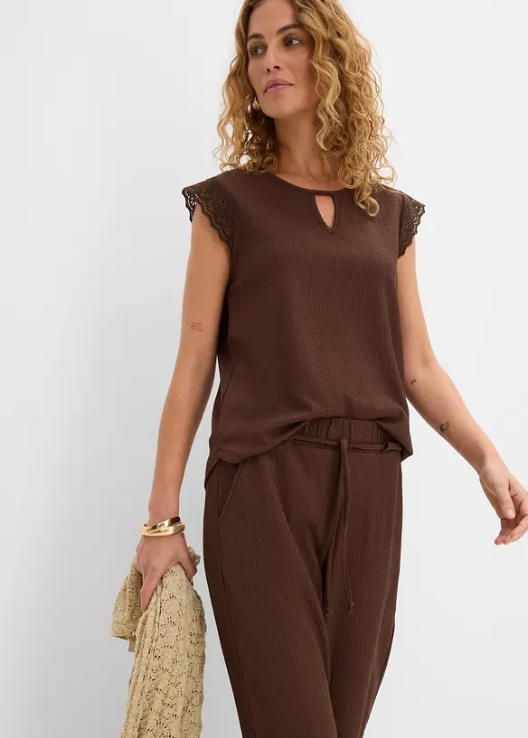 Jersey-Schlupfhose aus strukturiertem Cr&ecirc;pe, bonprix