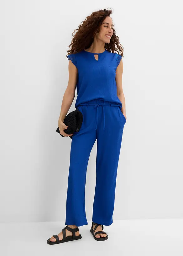 Pantalon en jersey cr&ecirc;pe textur&eacute;, bonprix