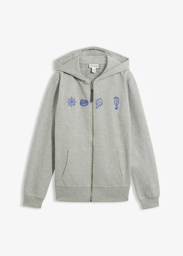 Kapuzen-Sweatjacke aus reiner Baumwolle, bonprix