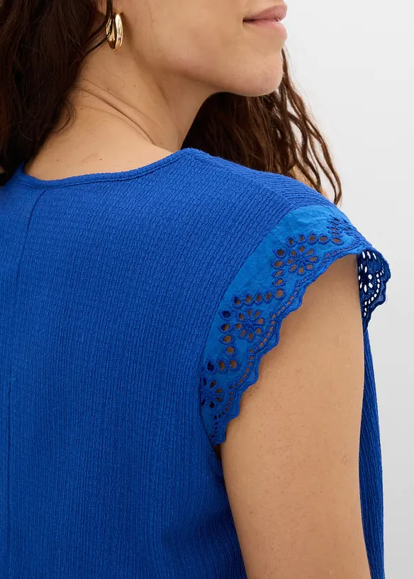 &Auml;rmelloses Shirt aus strukturiertem Cr&ecirc;pe, bonprix