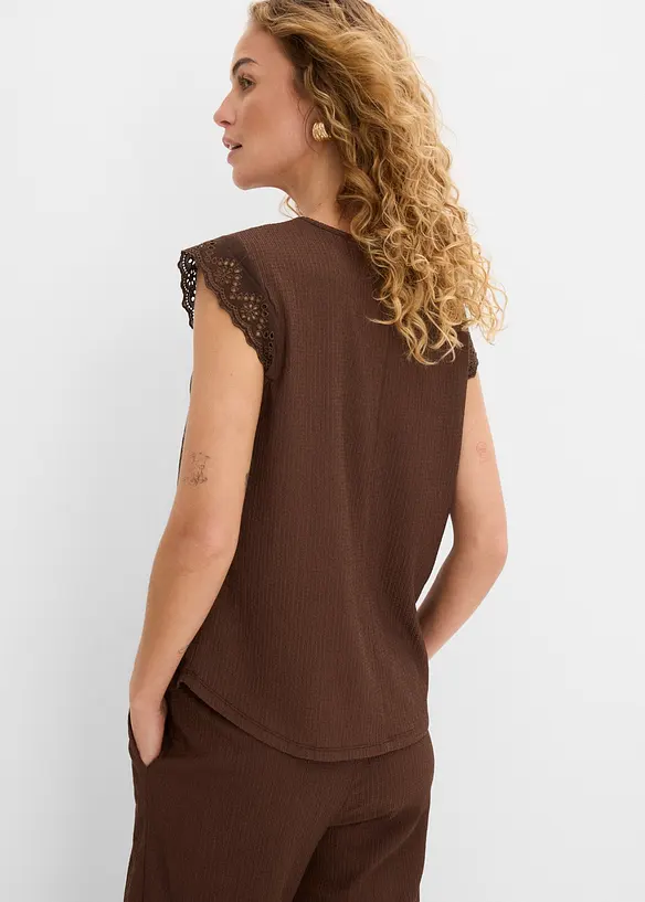 &Auml;rmelloses Shirt aus strukturiertem Cr&ecirc;pe, bonprix