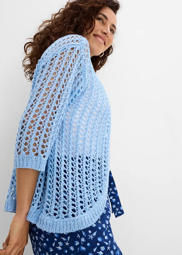 Gilet en maille ajour&eacute;e avec sequins, bonprix