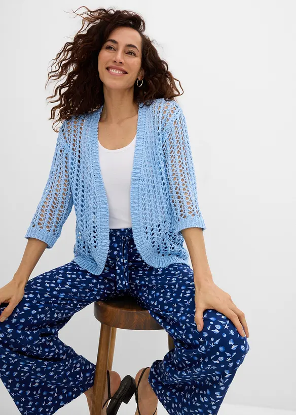 Gilet en maille ajour&eacute;e avec sequins, bonprix