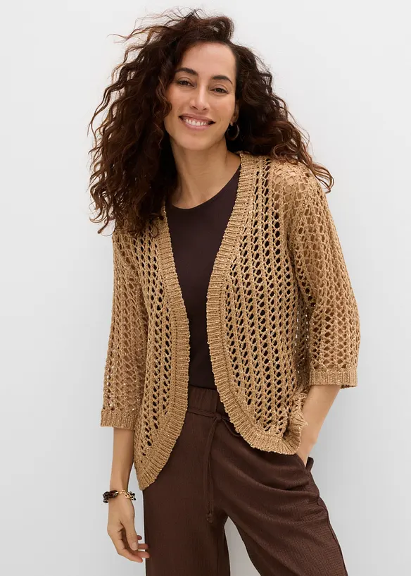 Ajour-Strickjacke mit Pailletten, bonprix