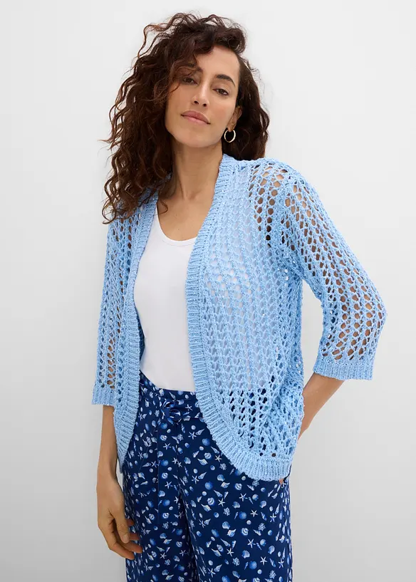 Gilet en maille ajour&eacute;e avec sequins, bonprix