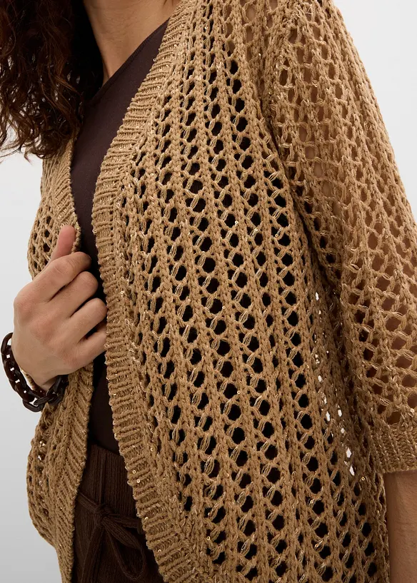 Ajour-Strickjacke mit Pailletten, bonprix