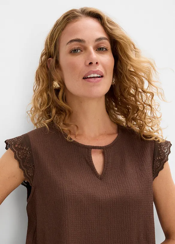 &Auml;rmelloses Shirt aus strukturiertem Cr&ecirc;pe, bonprix