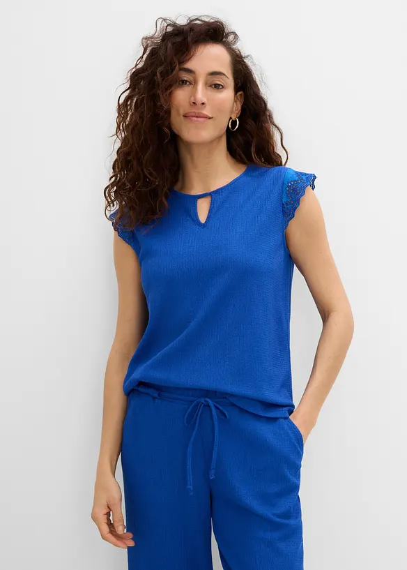 &Auml;rmelloses Shirt aus strukturiertem Cr&ecirc;pe, bonprix
