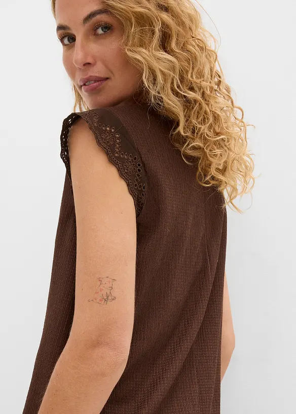 &Auml;rmelloses Shirt aus strukturiertem Cr&ecirc;pe, bonprix