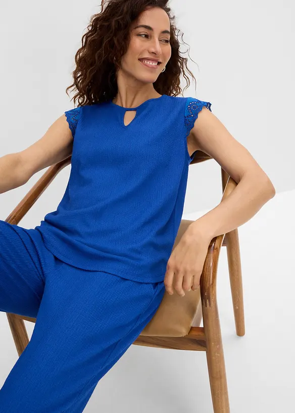 &Auml;rmelloses Shirt aus strukturiertem Cr&ecirc;pe, bonprix