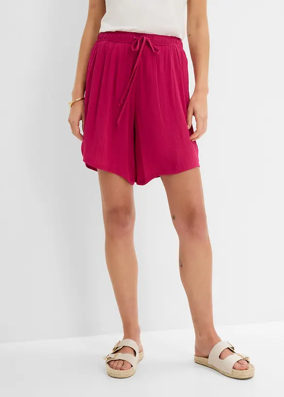 Short en viscose textur&eacute;e &agrave; taille &eacute;lastiqu&eacute;e, bonprix