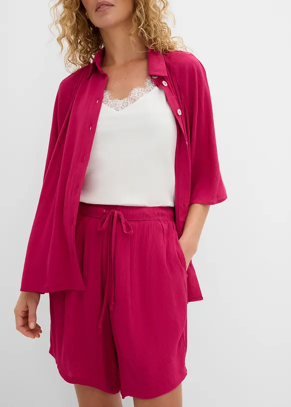 Short en viscose textur&eacute;e &agrave; taille &eacute;lastiqu&eacute;e, bonprix