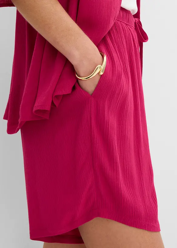Short en viscose textur&eacute;e &agrave; taille &eacute;lastiqu&eacute;e, bonprix