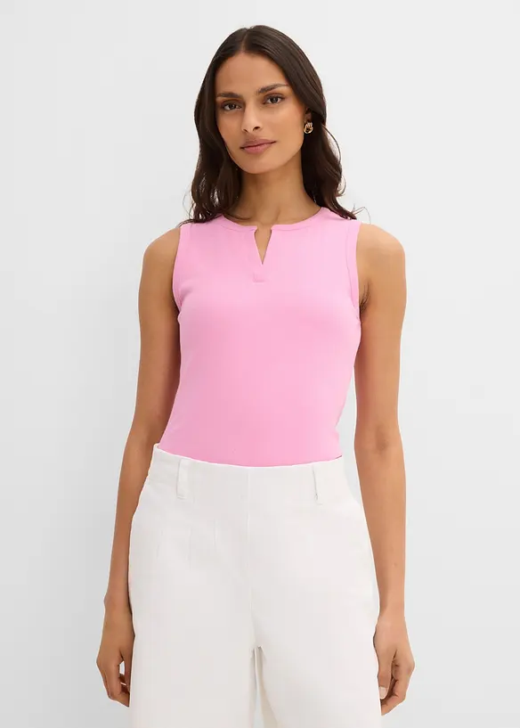 Top c&ocirc;tel&eacute; en coton extensible, bonprix