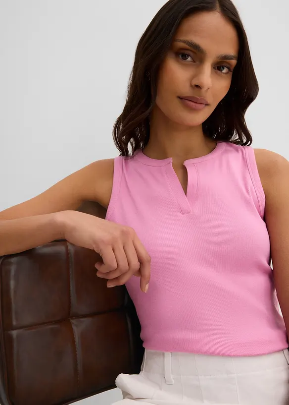 Top c&ocirc;tel&eacute; en coton extensible, bonprix