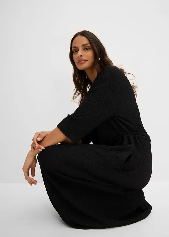 Robe midi en mati&egrave;re textur&eacute;e, bonprix