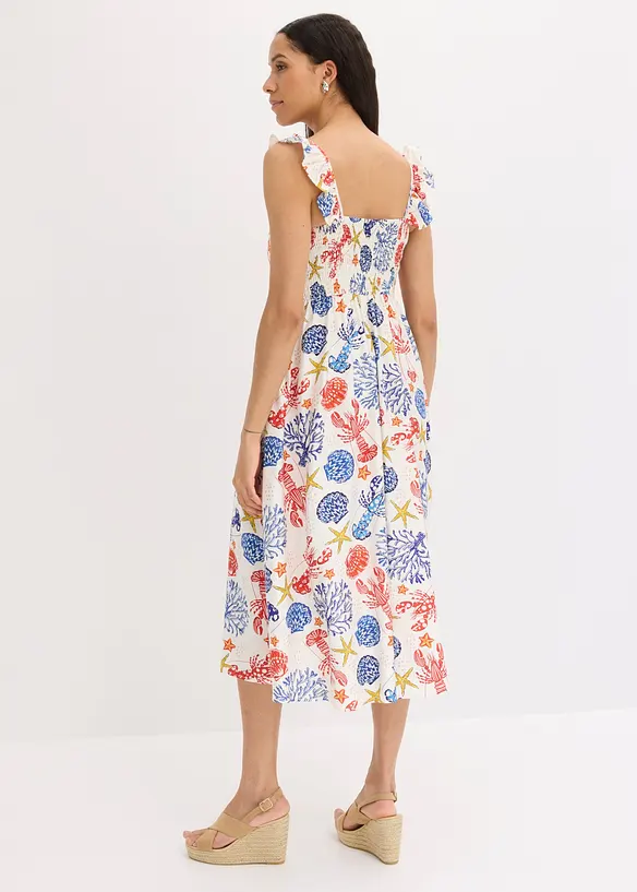 Robe midi en fine viscose m&eacute;lang&eacute;e, bonprix