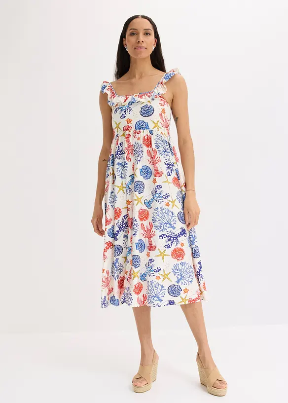 Robe midi en fine viscose m&eacute;lang&eacute;e, bonprix