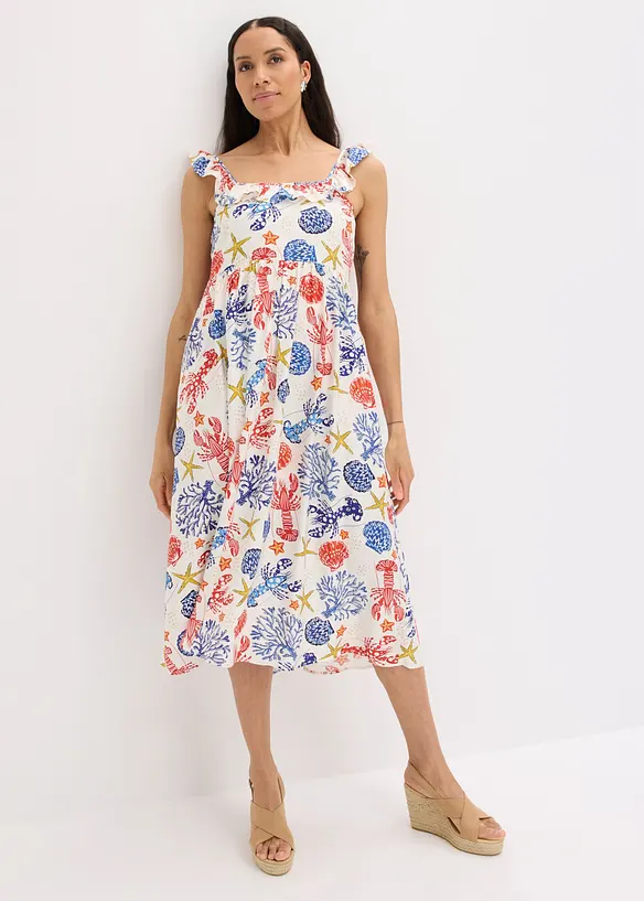 Robe midi en fine viscose m&eacute;lang&eacute;e, bonprix