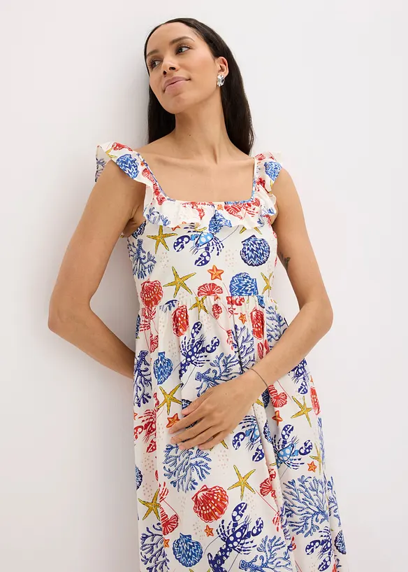 Robe midi en fine viscose m&eacute;lang&eacute;e, bonprix