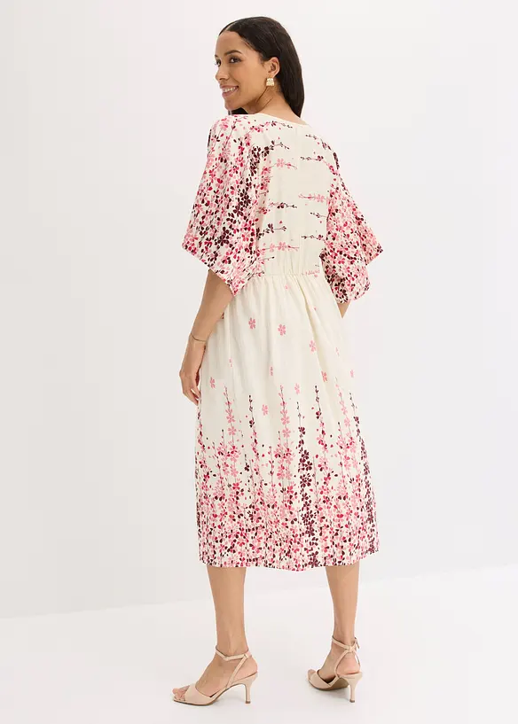 Robe midi en fine viscose m&eacute;lang&eacute;e, bonprix