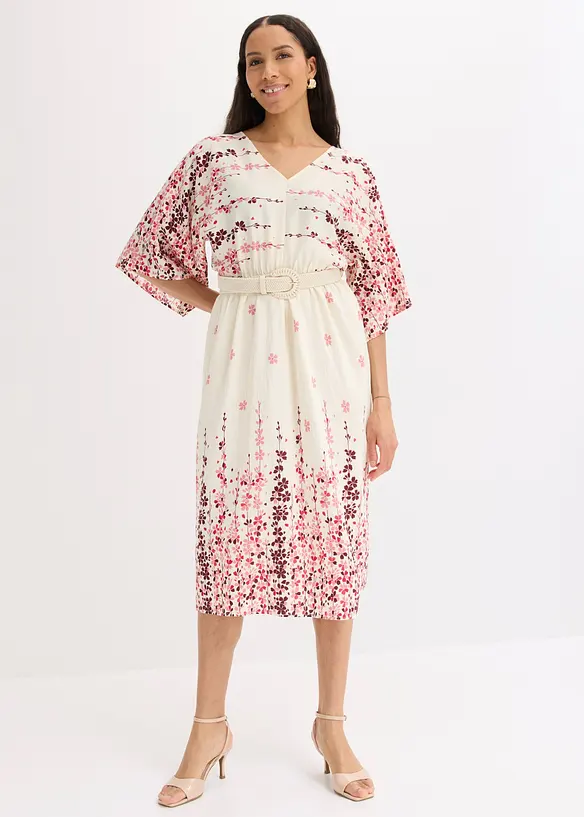Robe midi en fine viscose m&eacute;lang&eacute;e, bonprix