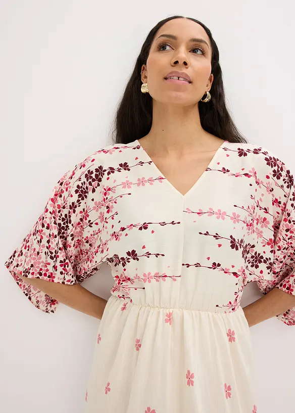 Robe midi en fine viscose m&eacute;lang&eacute;e, bonprix