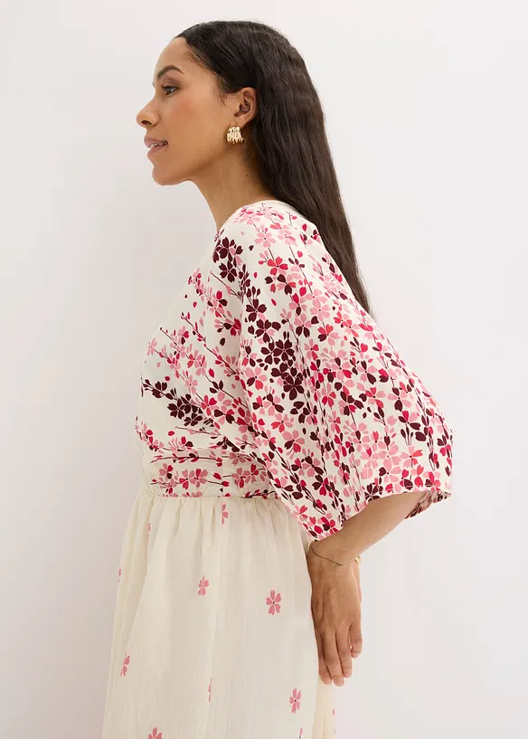 Robe midi en fine viscose m&eacute;lang&eacute;e, bonprix
